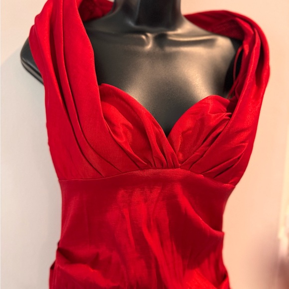 Cache Ruched Red Evening Dress - Picture 2 of 5